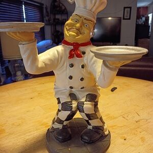 Whimsical Chef Figurine with Trays
